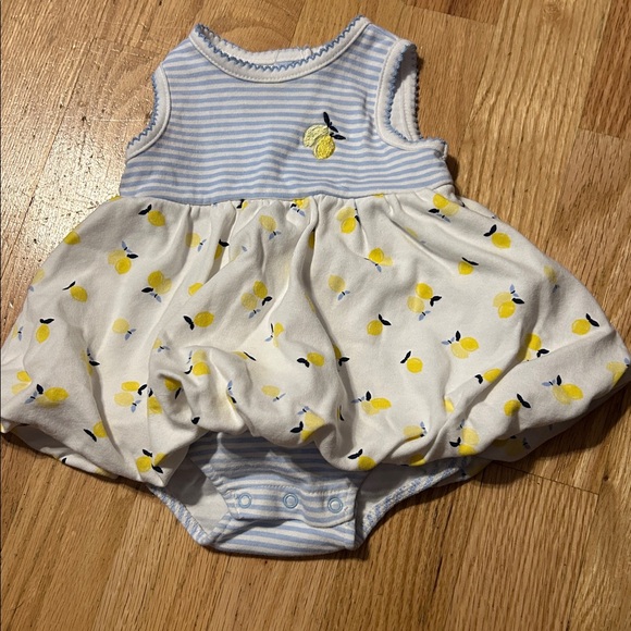 Little Me Blue and Yellow Lemon Print One Piece - Picture 1 of 2